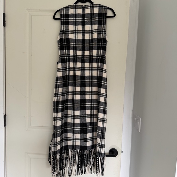 NWT Antonio Melani Tula Plaid Print Wrap Front Fringe Hem Midi Dress - Picture 6 of 7